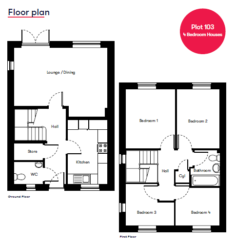 Plot 103 Floor Plan 4 Bedroom House Kings Reach