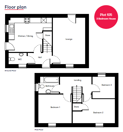 Floor Plan Plot 105 3 Bedroom House Kings Reach