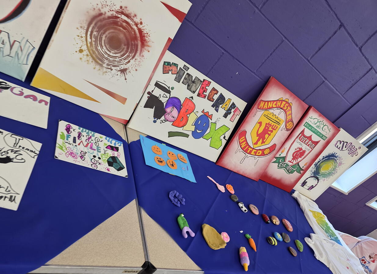 Graffiti art and models created during Art Week.