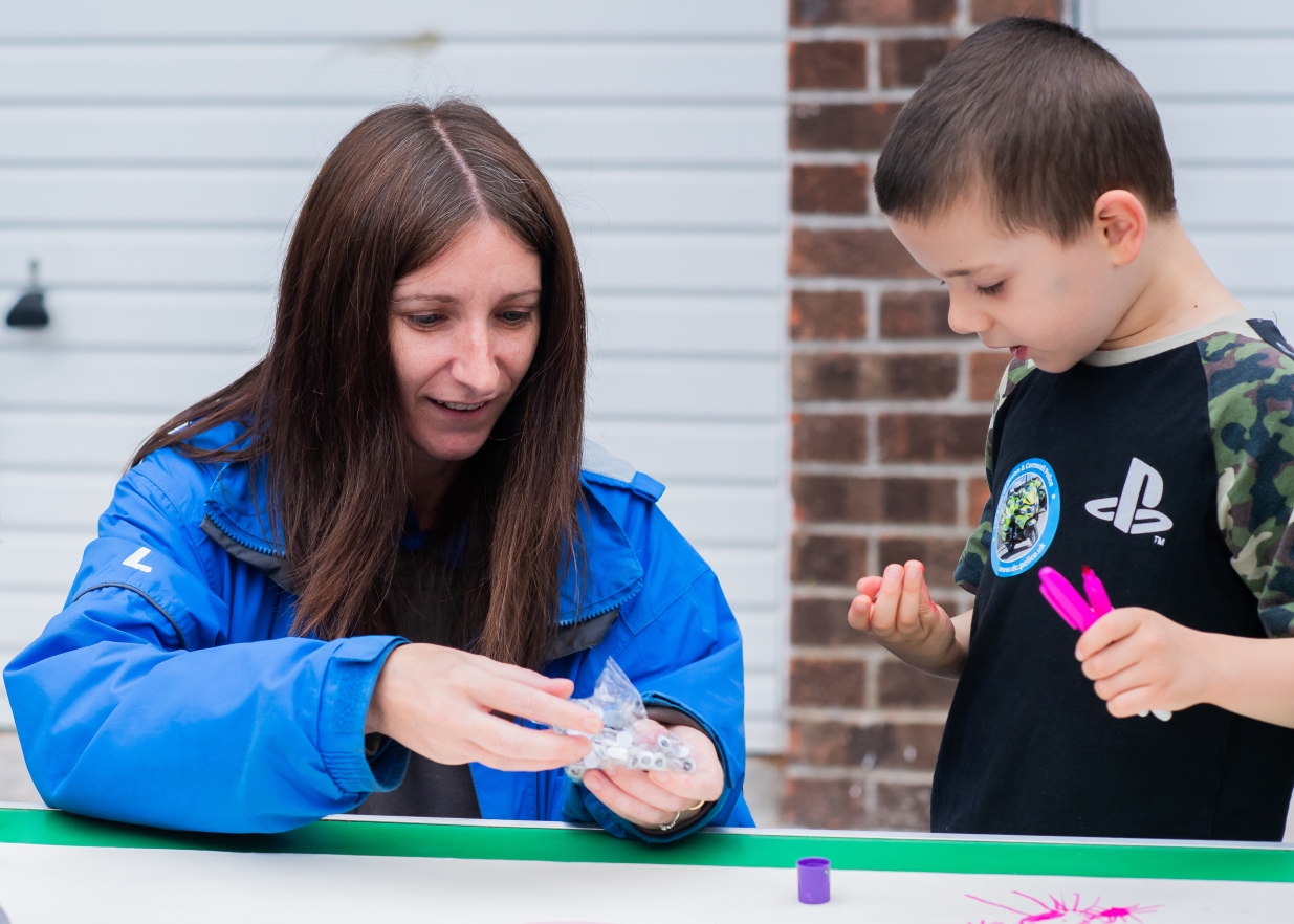 LiveWest colleague crafting with a young person