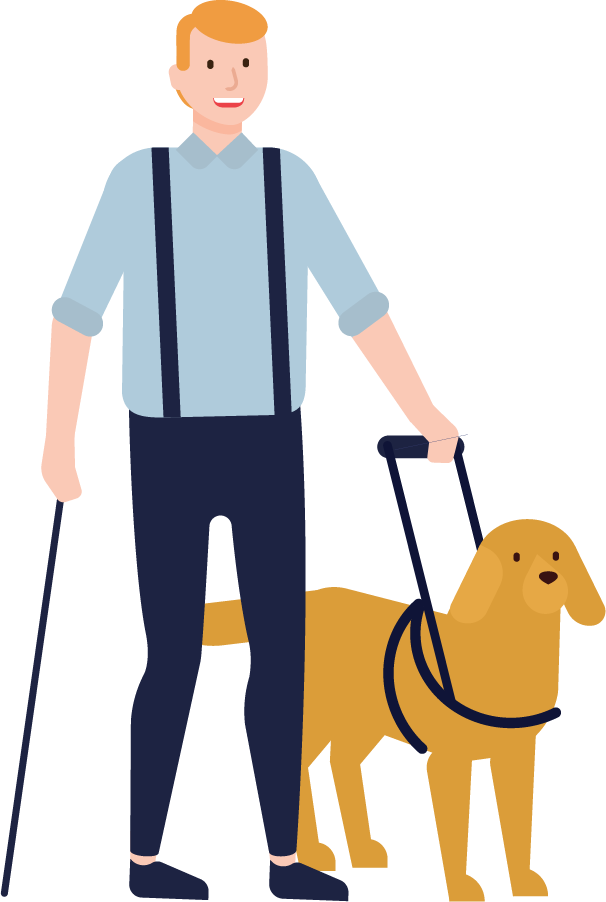 man with guide dog