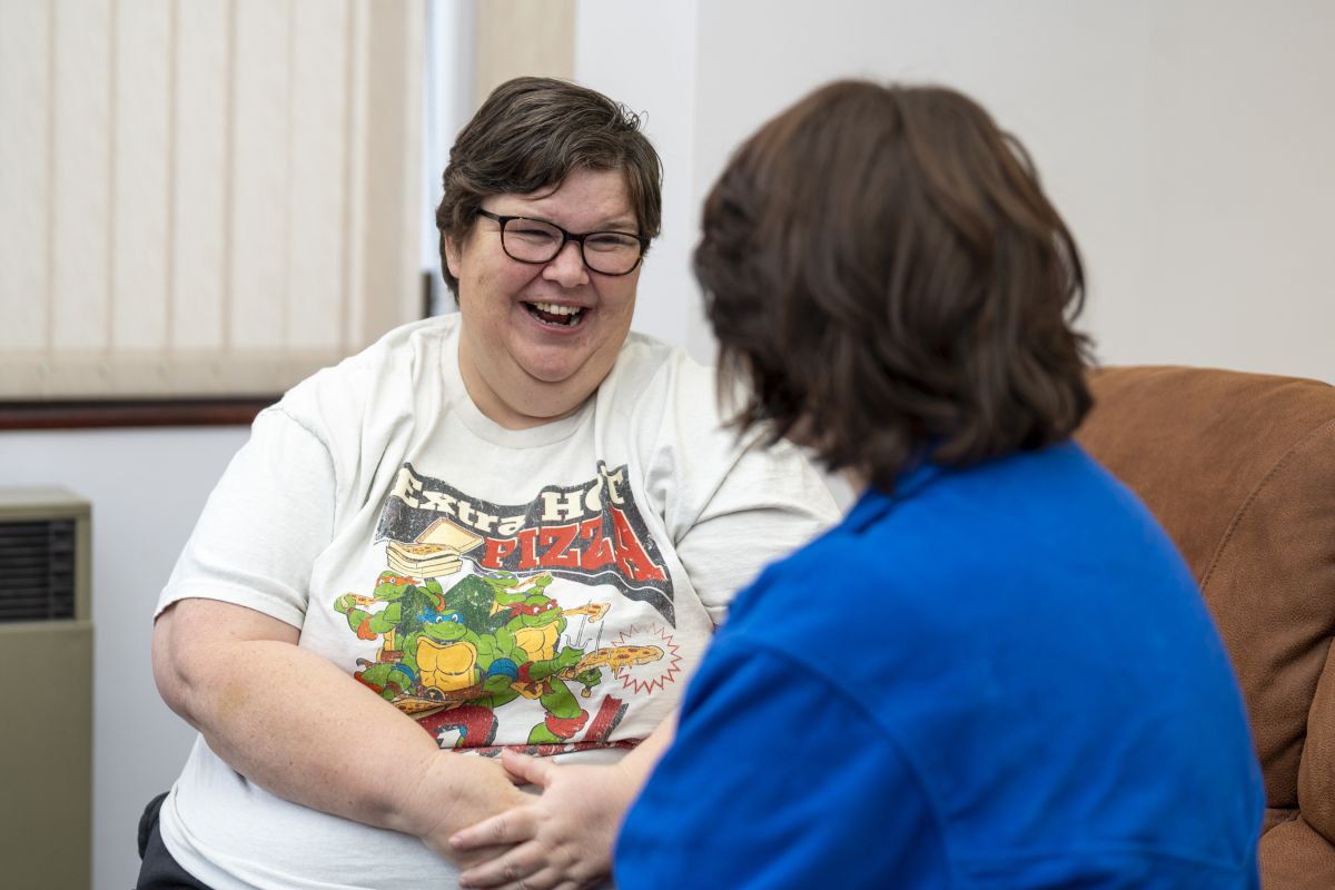Supported Housing resident using sign language
