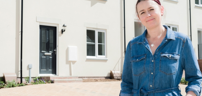 Natalie at her new shared ownership home in Ivybridge