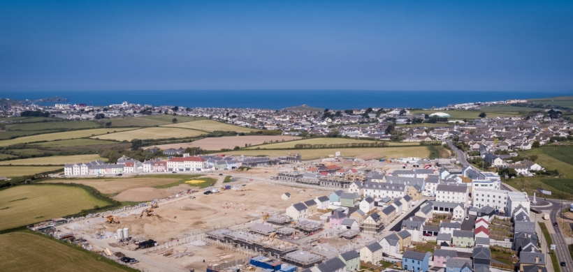 View of LiveWest scheme near the sea in sunny weather. 