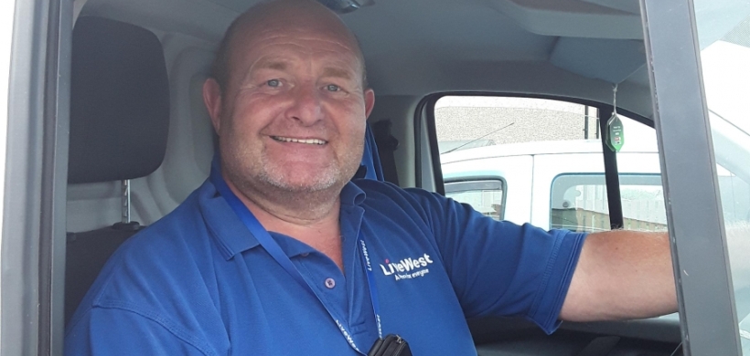 Gary in his van working for LiveWest