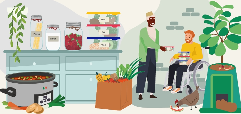 illustrated tips to reduce food waste