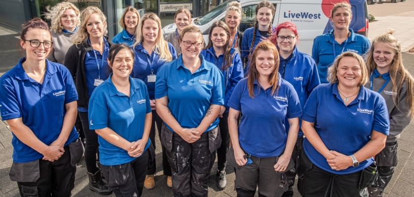 Our women trade colleagues outside the office.