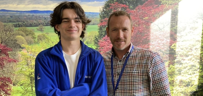 T-Level student Sam with colleague Shane in the office