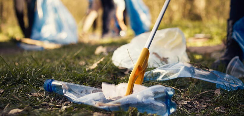 Group of people litter picking