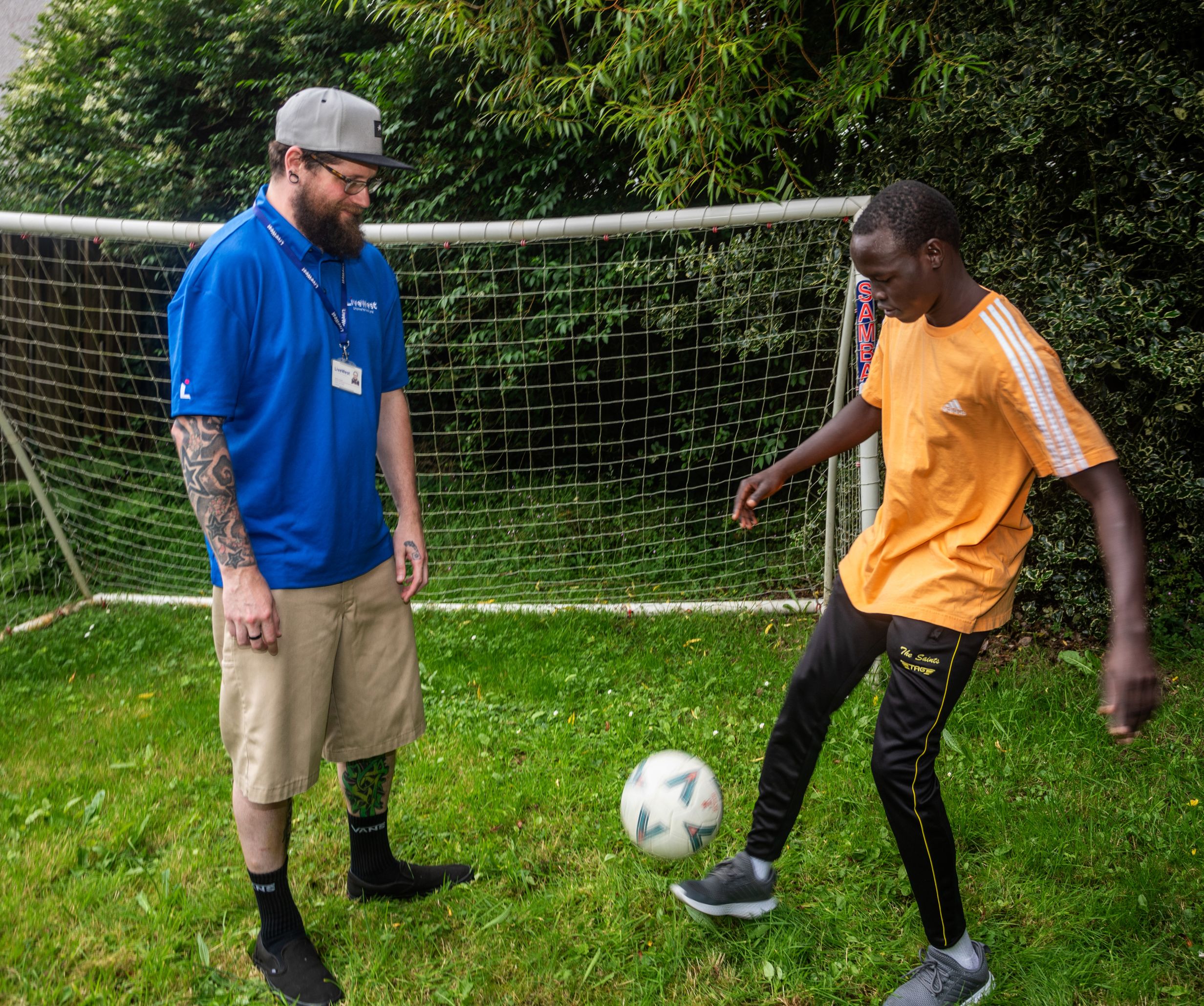Playing football at Carn Brea Foyer