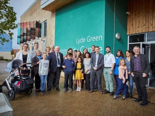 Some of the local residents outside the Community Centre at the first anniversary celebrations