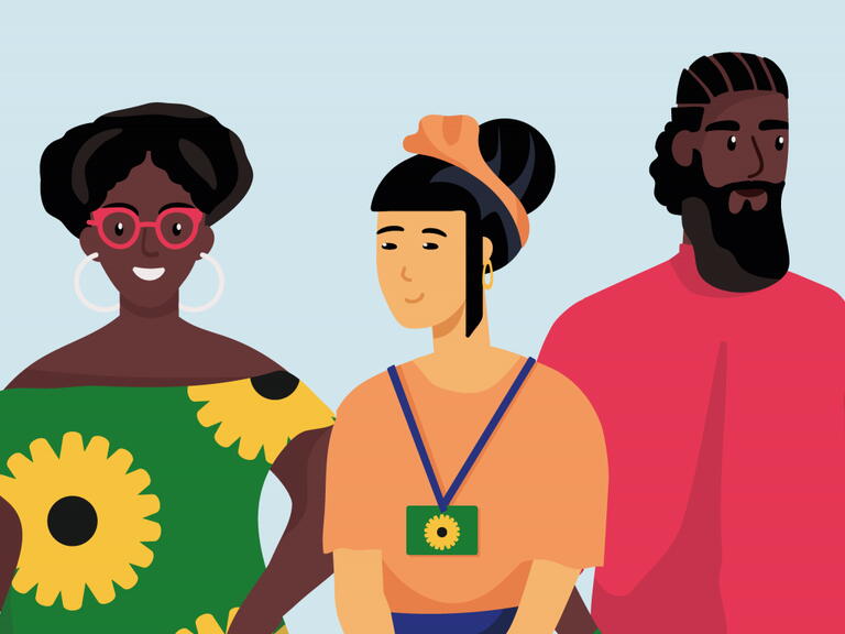 people in sunflower clothing