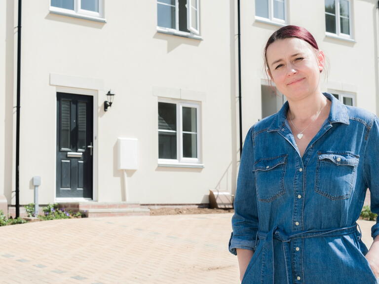 Natalie at her new shared ownership home in Ivybridge