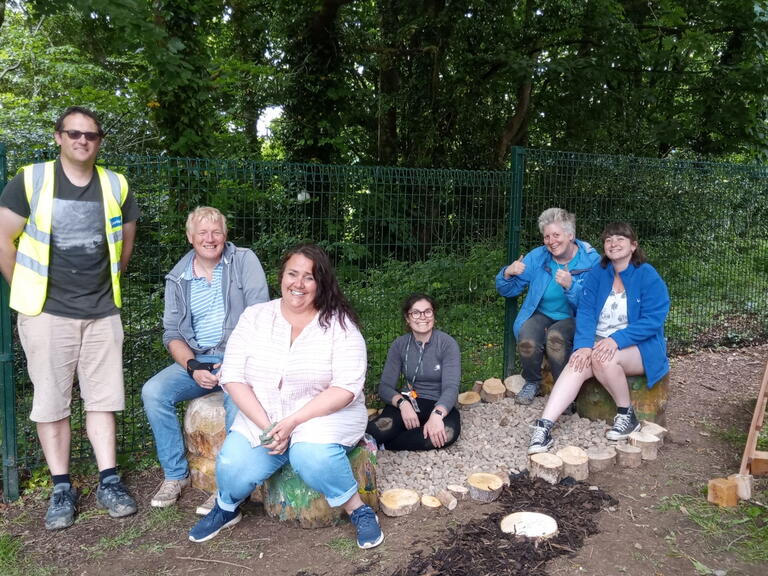 Volunteers working on the sensory garden project. 