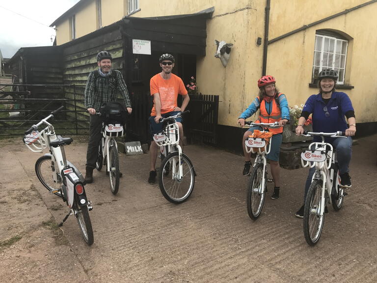 Lesley Browne on a guided Co-bike ride