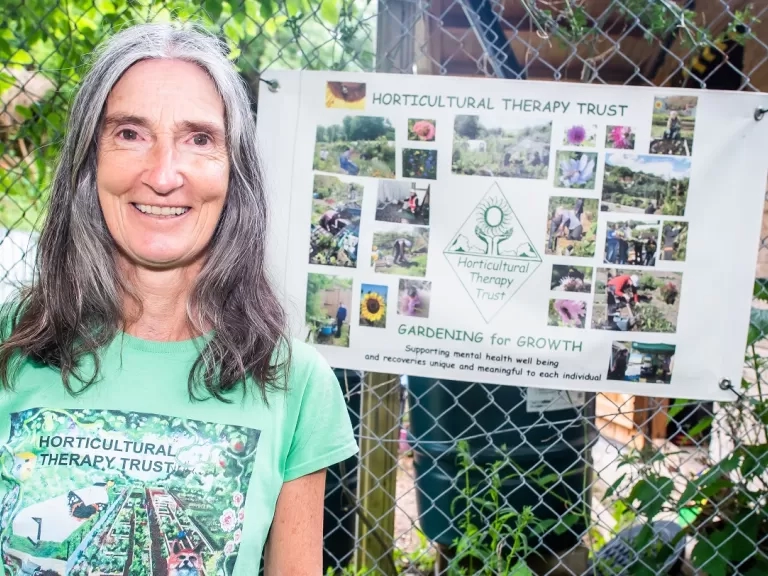 Resident Deb Hoskin at the Penlee allotment 