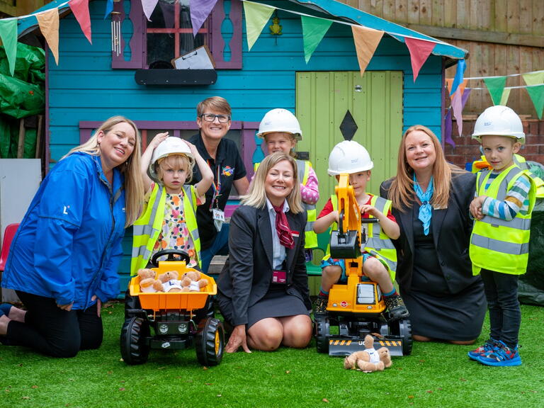 Children at Comeytrowe Under Fives Preschool with their new construction toys