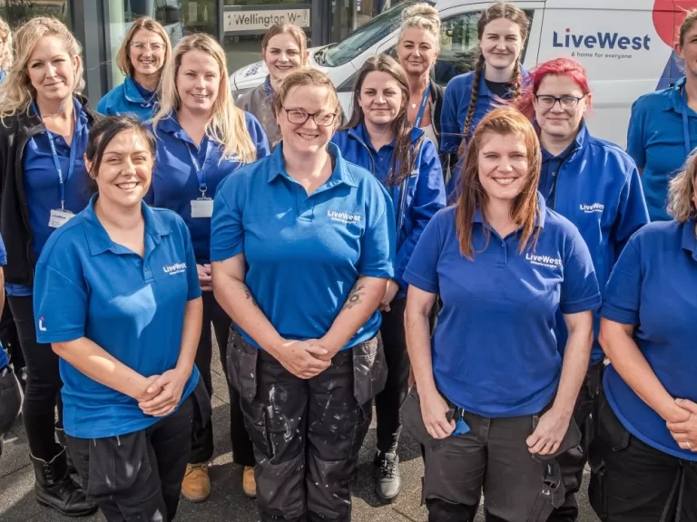 Our women trade colleagues outside the office.