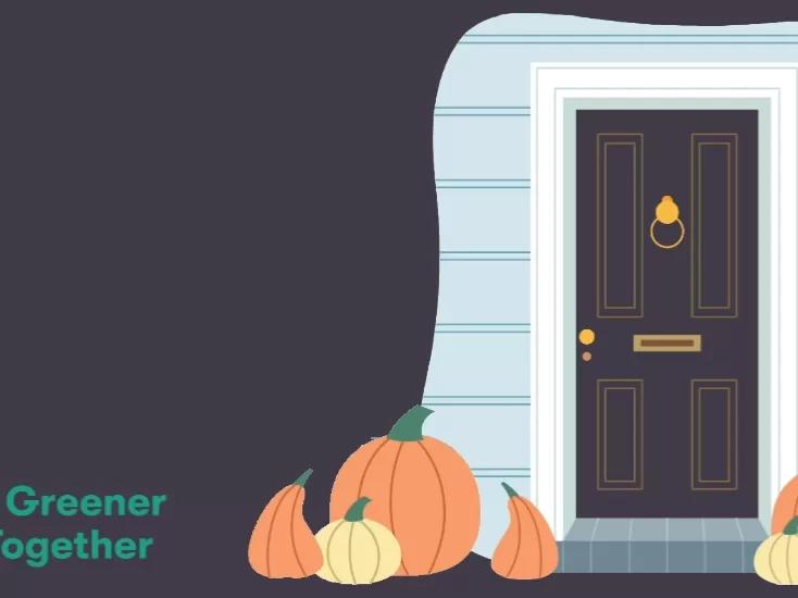 Pumpkins on doorstep illustration