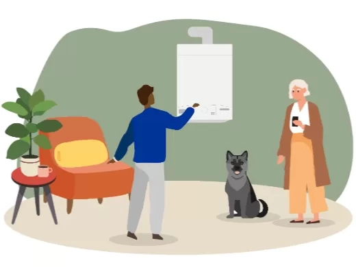 Illustration scene of customer fixing their boiler