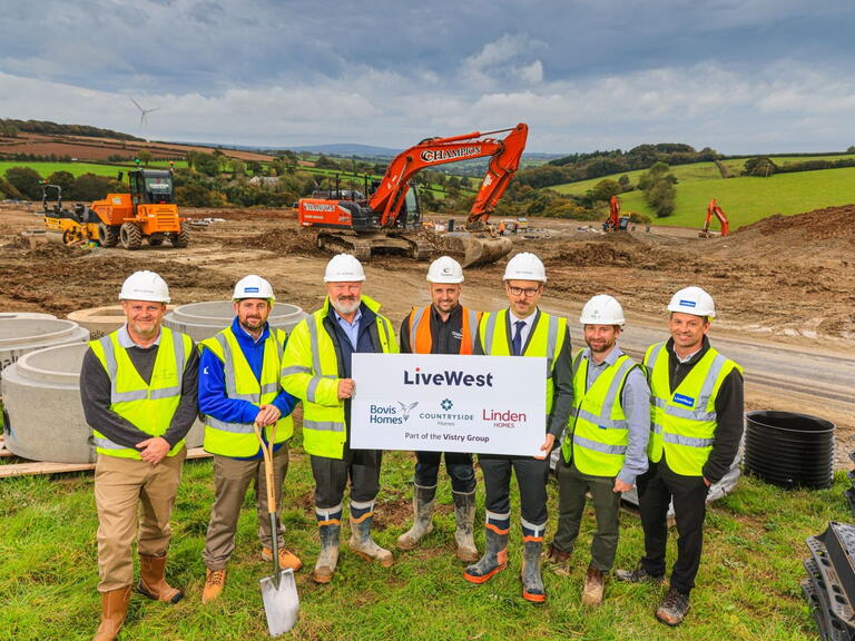 Colleagues from LiveWest and Vistry where work has started on the development site. Image: Vistry Group