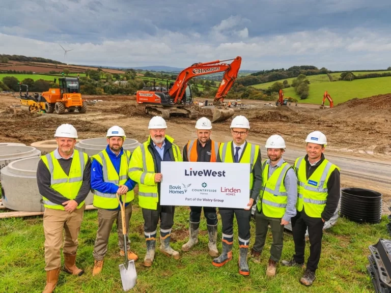 Colleagues from LiveWest and Vistry where work has started on the development site. Image: Vistry Group