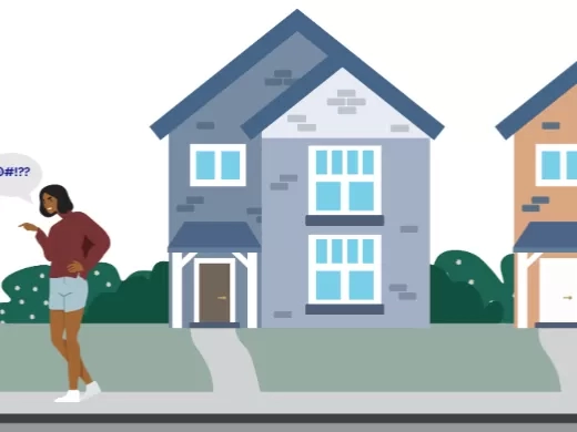 illustration showing antisocial behaviour in community