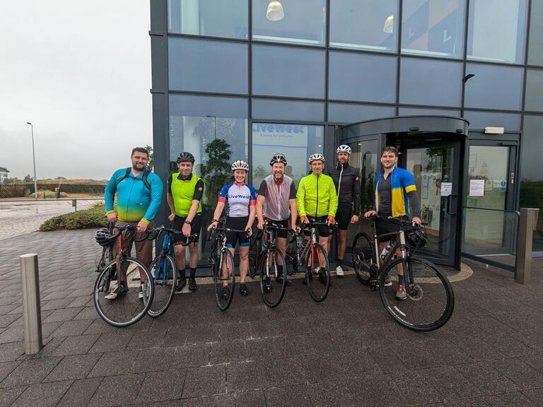 LiveWest colleagues taking part in a bike ride to raise funds for our Charity of the Year 2024/2025