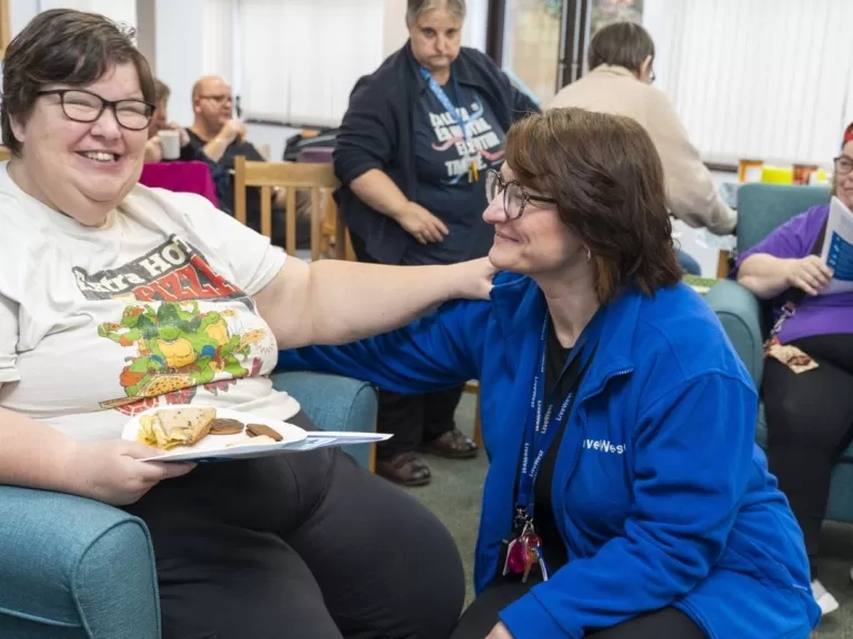 LiveWest delivering sign language support to Trudy, a resident at the scheme.
