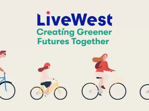 LiveWest logo with family cycling