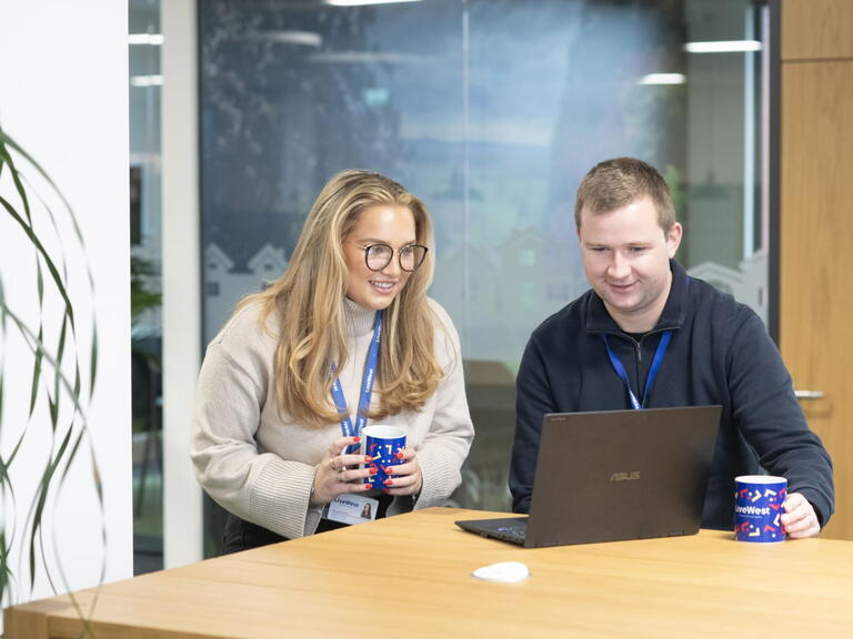 Colleagues working on a laptop