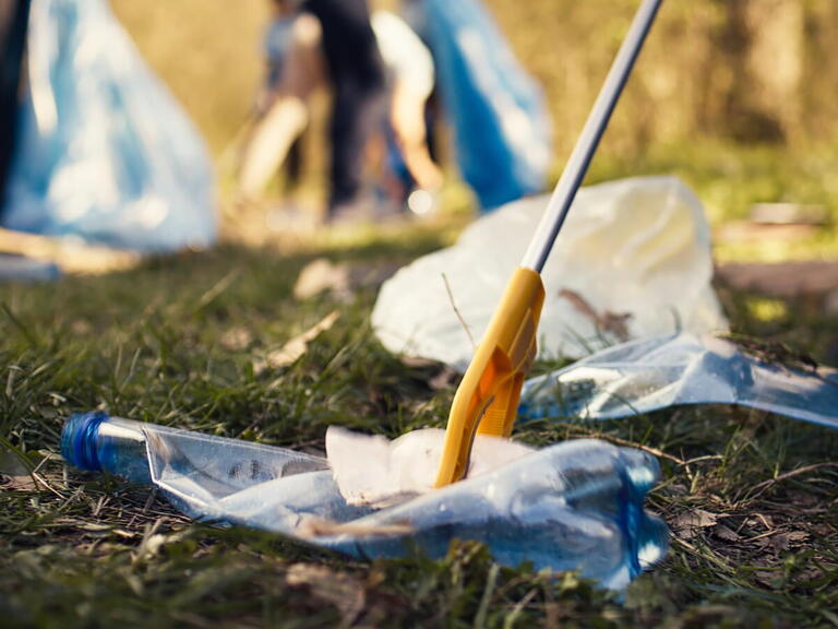 Group of people litter picking