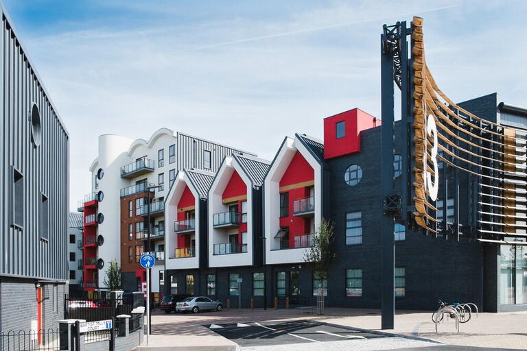 Image shows the building of Baptist Mills Court.