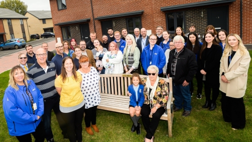 Councillor Paul Whaites’ family and LiveWest staff on the bench dedicated to councillor Whaites