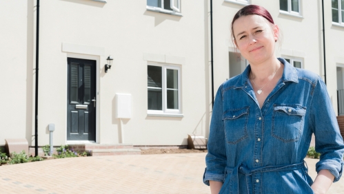 Natalie at her new shared ownership home in Ivybridge