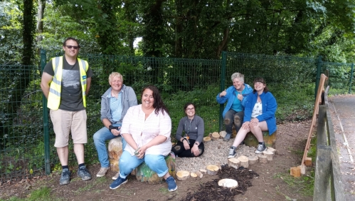 Volunteers working on the sensory garden project. 