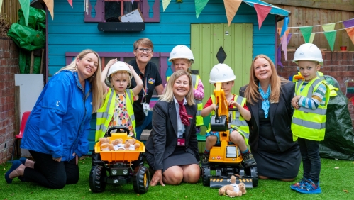 Children at Comeytrowe Under Fives Preschool with their new construction toys