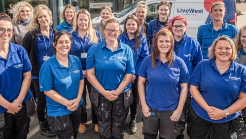 Our women trade colleagues outside the office.