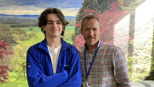 T-Level student Sam with colleague Shane in the office