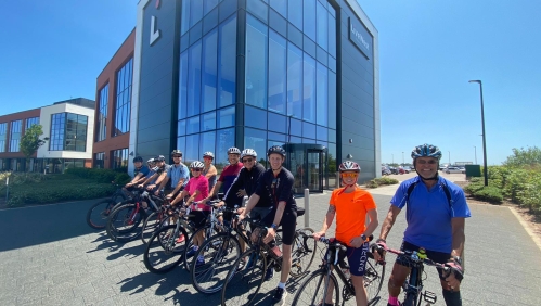 LiveWest colleagues taking part in a charity bike ride. 