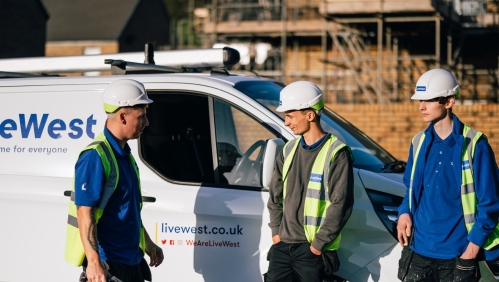 Toby Luce with two apprentices standing by a LiveWest