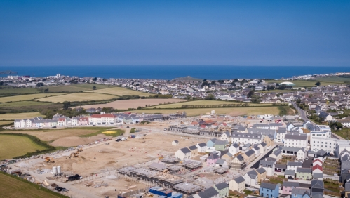View of LiveWest scheme near the sea in sunny weather. 